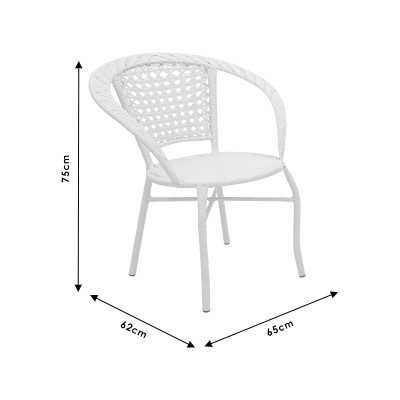 Salon de jardin Saylor 3pcs rotin  Pied en métal blanc