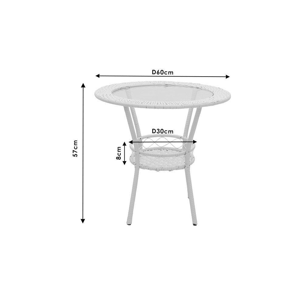 Salon de jardin Saylor 3pcs rotin  Pied en métal blanc