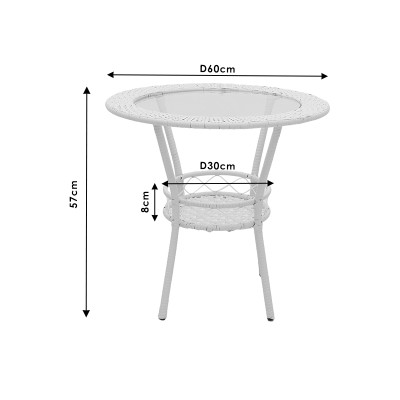 Salon de jardin Saylor 3pcs rotin  Pied en métal blanc