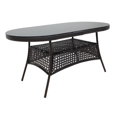 Table  de jardin Celline métal rotin marron 160x80x77cm