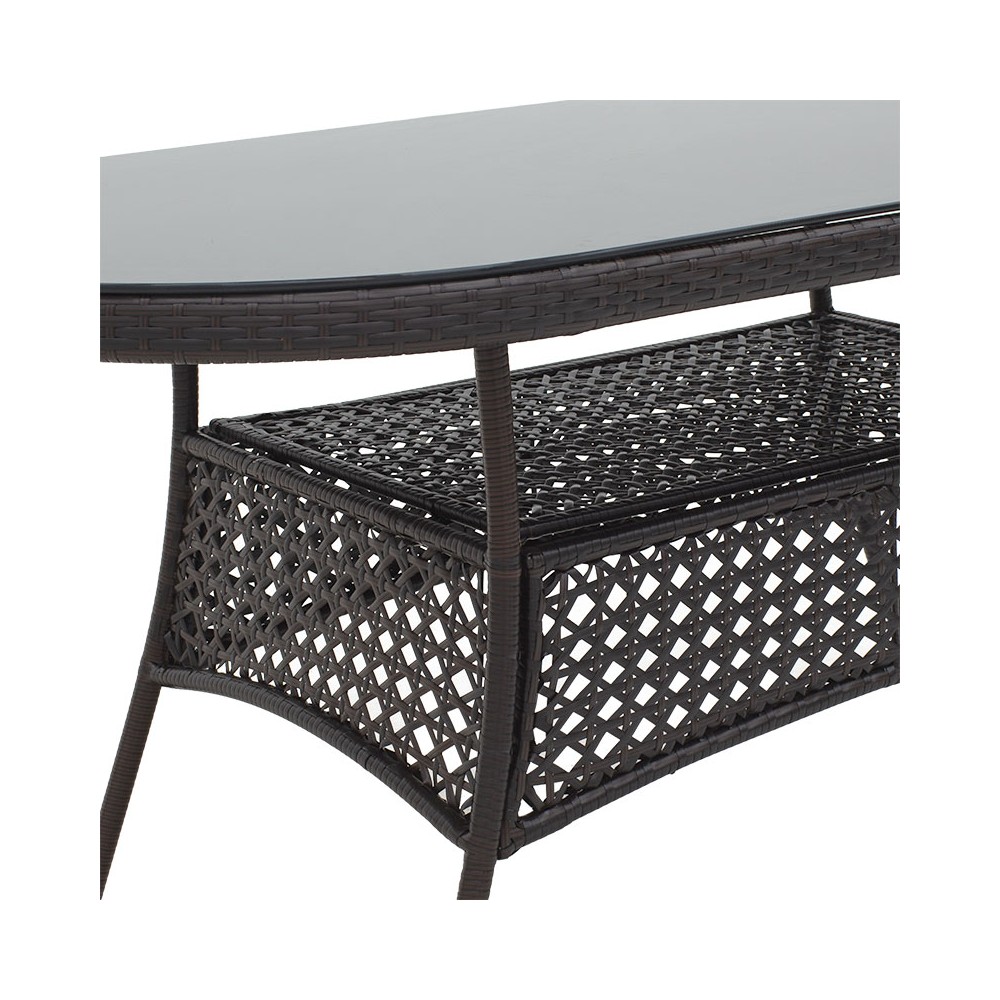 Table  de jardin Celline métal rotin marron 160x80x77cm