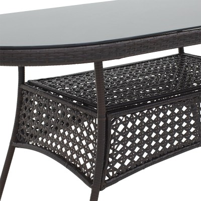 Table  de jardin Celline métal rotin marron 160x80x77cm