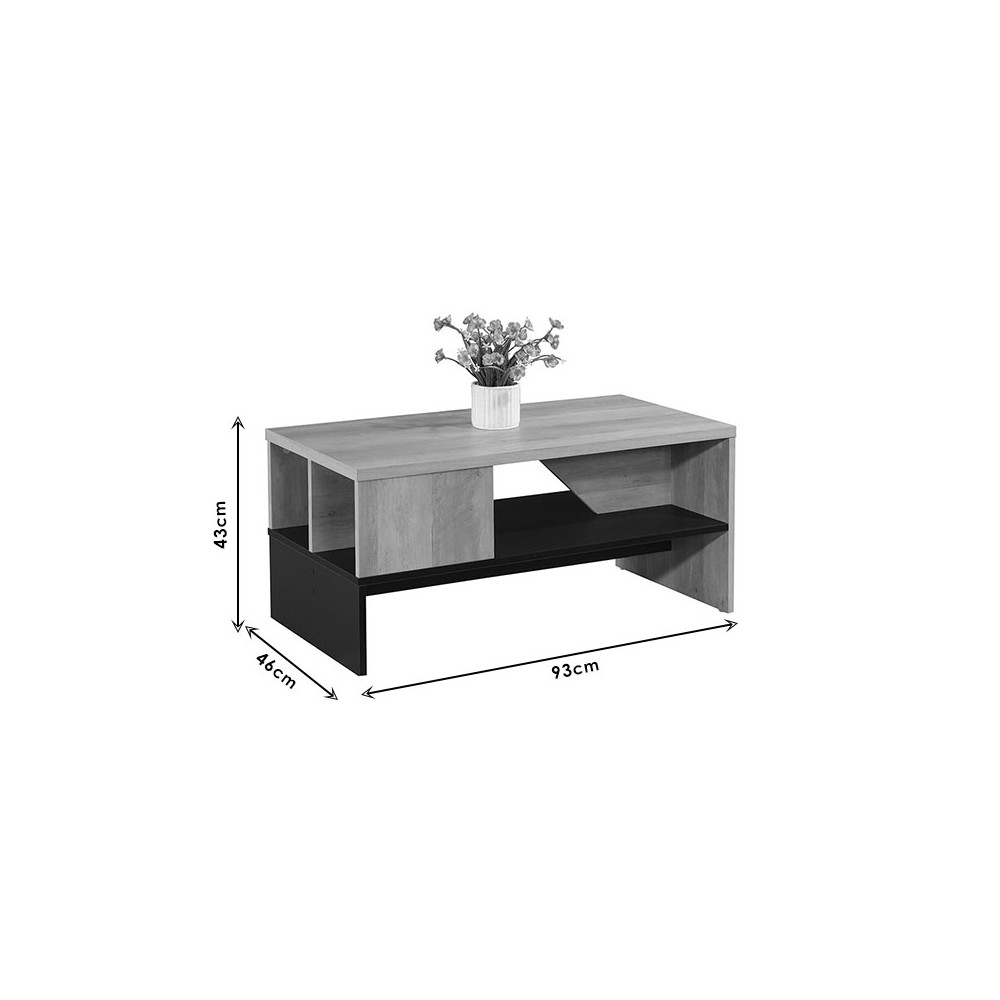 Table basse Naya Bois naturel anthracite 93x46x43 cm