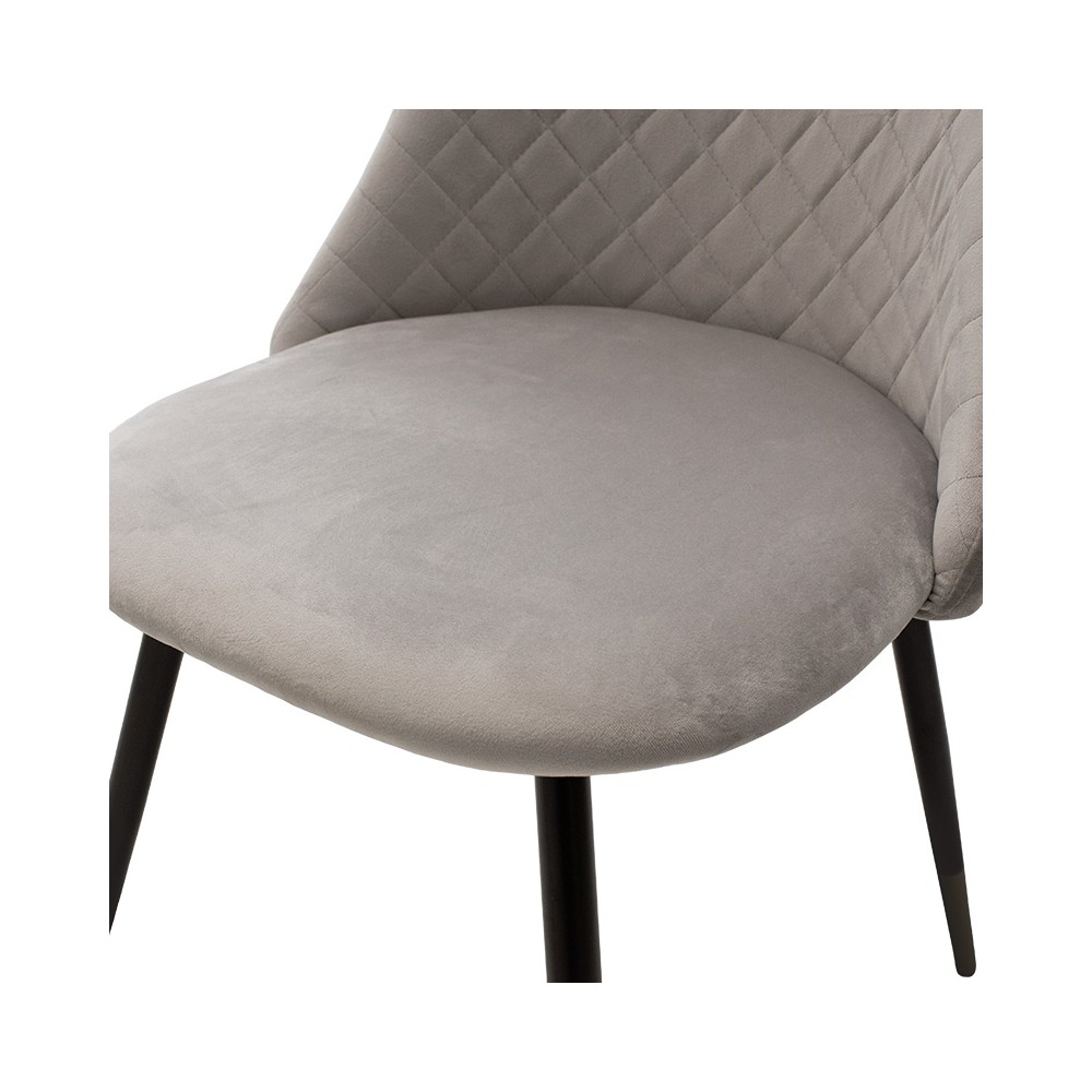 Chaise Giselle velours gris pied noir Metal