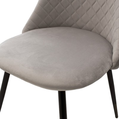 Chaise Giselle velours gris pied noir Metal