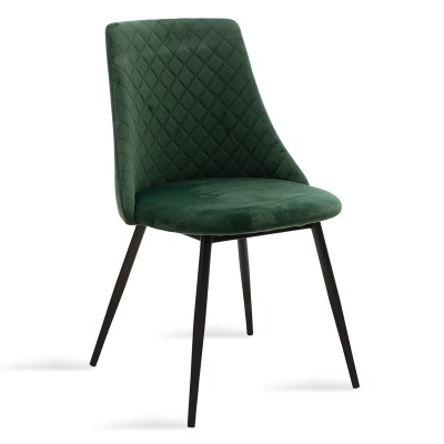 Chaise Giselle velours vert-pied noir Métal