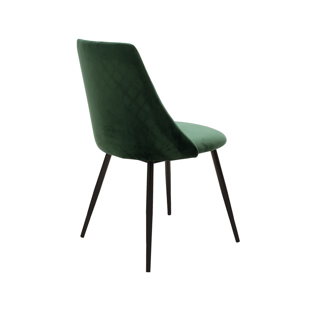 Chaise Giselle velours vert-pied noir Métal