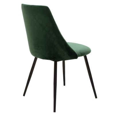 Chaise Giselle velours vert-pied noir Métal