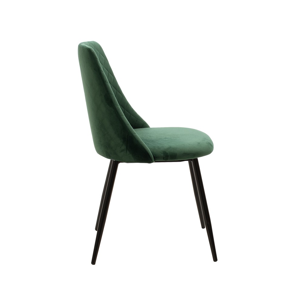 Chaise Giselle velours vert-pied noir Métal