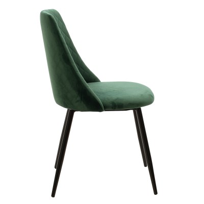 Chaise Giselle velours vert-pied noir Métal