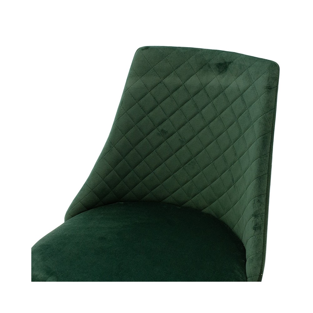 Chaise Giselle velours vert-pied noir Métal