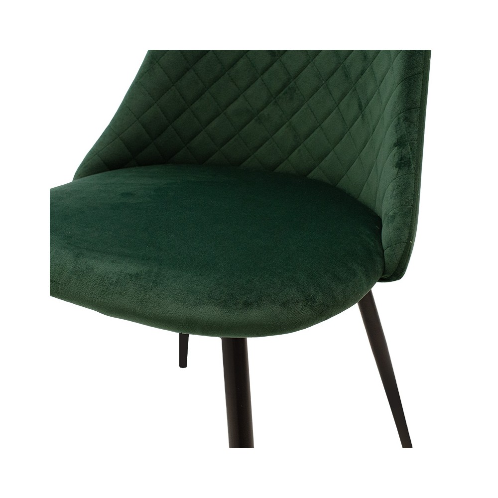 Chaise Giselle velours vert-pied noir Métal