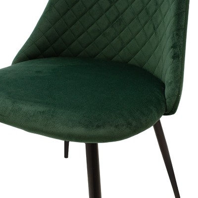 Chaise Giselle velours vert-pied noir Métal