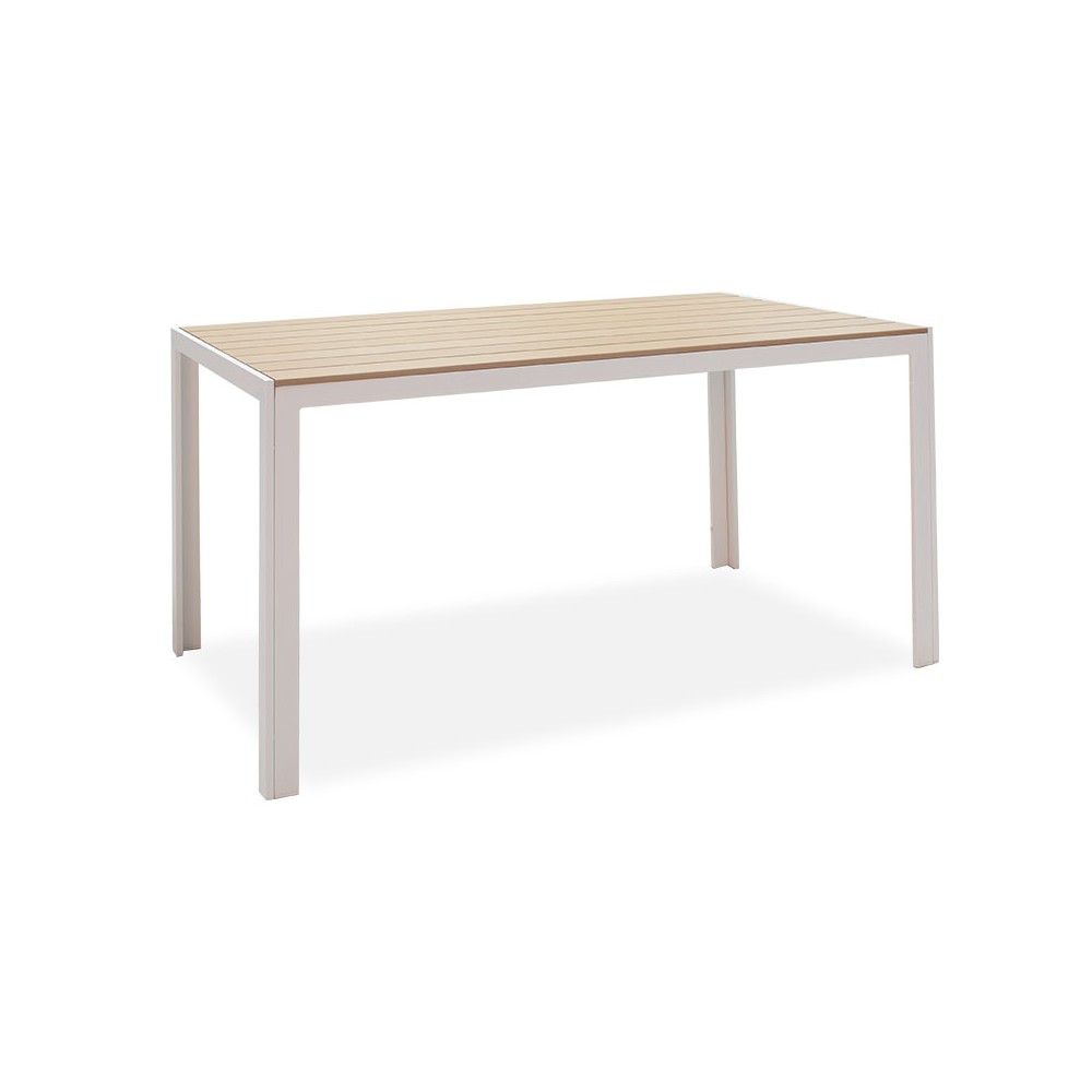 Table de jardin  Nares aluminium blanc-polywood naturel 140x80x72,5cm