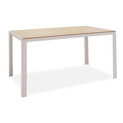 Table de jardin  Nares aluminium blanc-polywood naturel 140x80x72,5cm