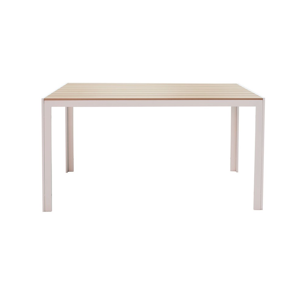 Table de jardin  Nares aluminium blanc-polywood naturel 140x80x72,5cm