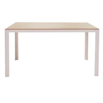 Table de jardin  Nares aluminium blanc-polywood naturel 140x80x72,5cm