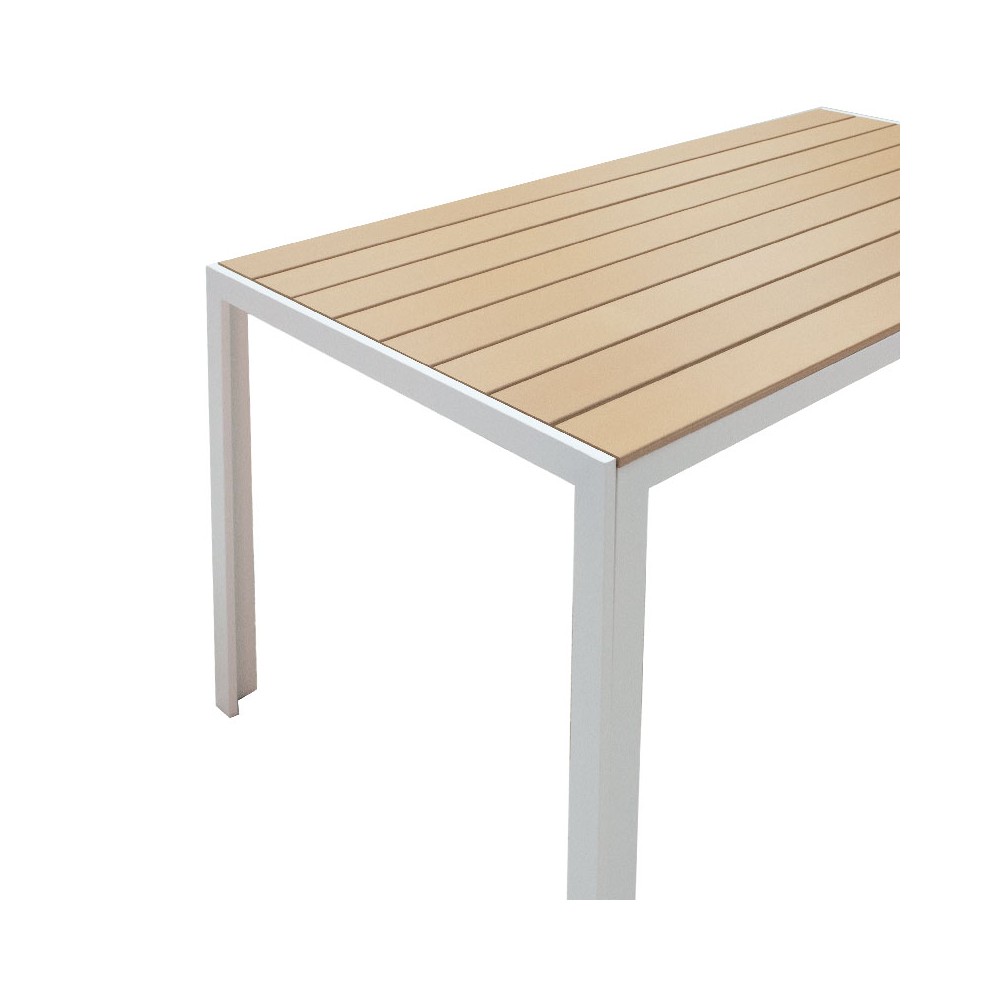 Table de jardin  Nares aluminium blanc-polywood naturel 140x80x72,5cm