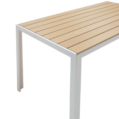 Table de jardin  Nares aluminium blanc-polywood naturel 140x80x72,5cm