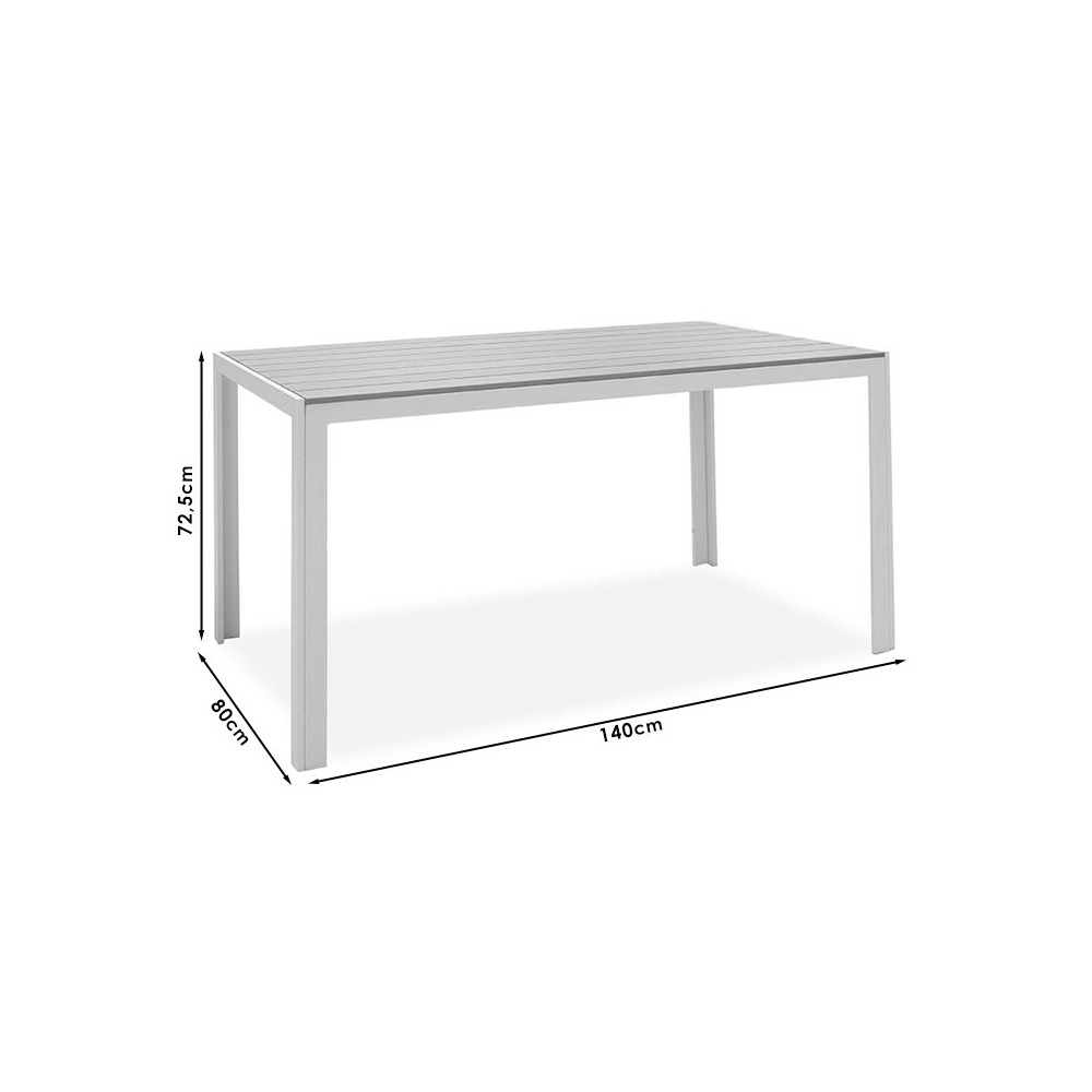 Table de jardin  Nares aluminium blanc-polywood naturel 140x80x72,5cm