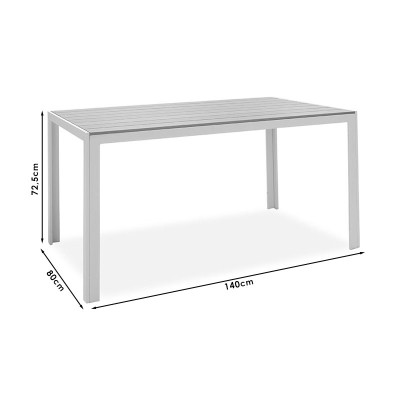 Table de jardin  Nares aluminium blanc-polywood naturel 140x80x72,5cm