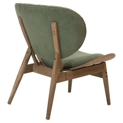 Fauteuil RINO bois massif noyer velours vert 77x70x82 cm