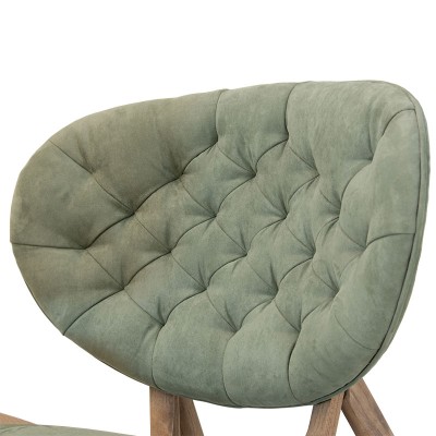 Fauteuil RINO bois massif noyer velours vert 77x70x82 cm