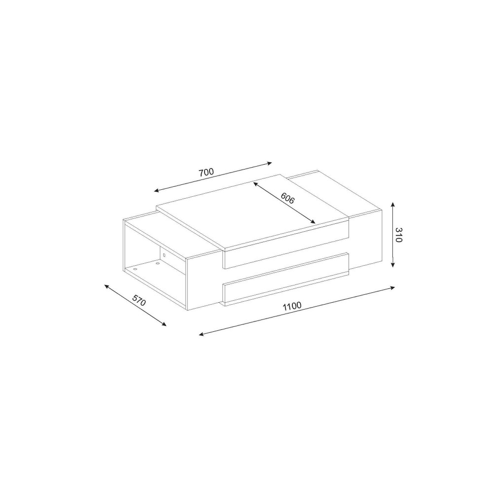 Table basse - 2 niches - Naturel et blanc - BASENA L 110 cm x H 31 cm x P 57 cm