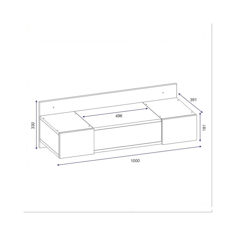 Coiffeuse suspendue avec miroir  blanc 100x39x33cm