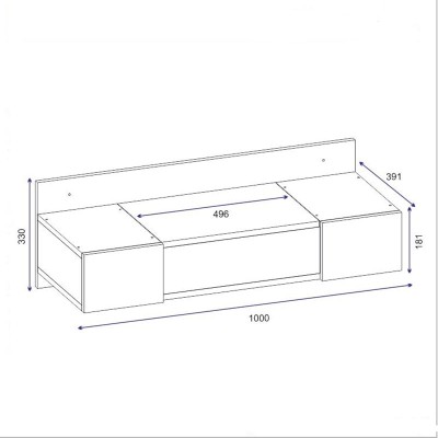 Coiffeuse suspendue avec miroir  blanc 100x39x33cm