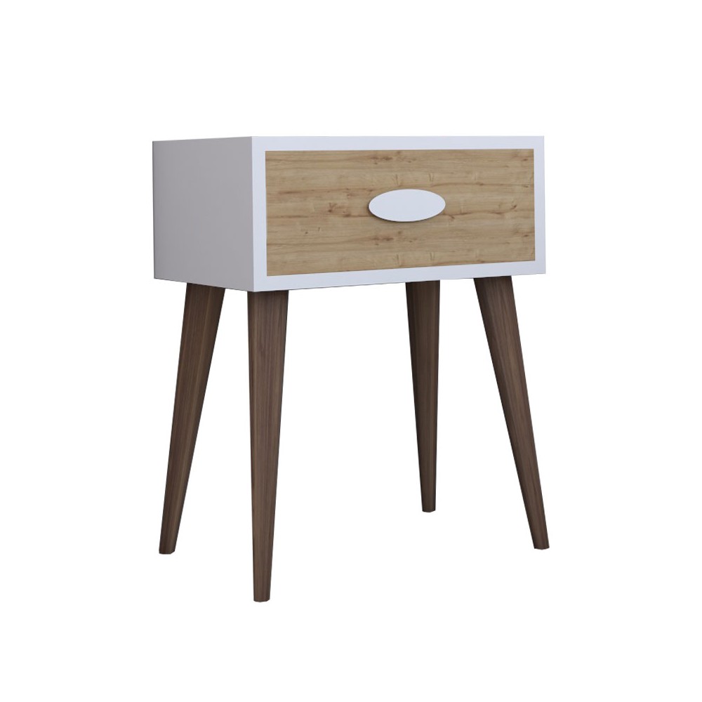 Table de chevet Labow avec un tiroir noyer-blanc-sonoma 45x30x57,5cm
