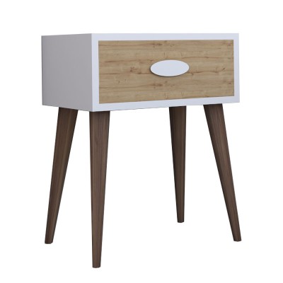 Table de chevet Labow avec un tiroir noyer-blanc-sonoma 45x30x57,5cm