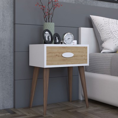Table de chevet Labow avec un tiroir noyer-blanc-sonoma 45x30x57,5cm