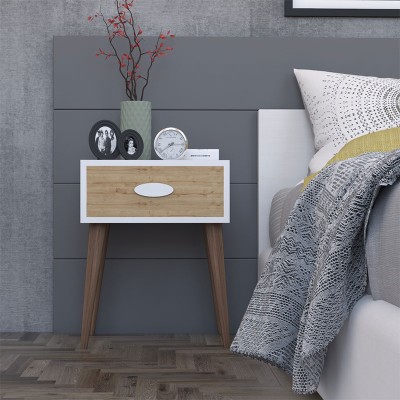 Table de chevet Labow avec un tiroir noyer-blanc-sonoma 45x30x57,5cm