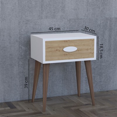 Table de chevet Labow avec un tiroir noyer-blanc-sonoma 45x30x57,5cm