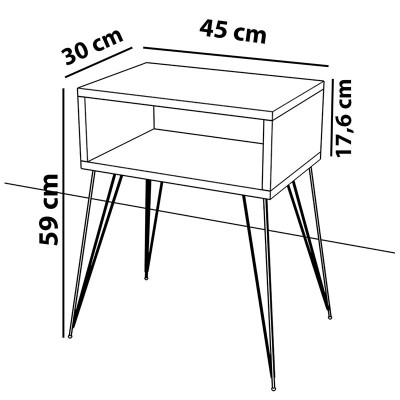 Table de chevet Naida gris-beige-noir 45x30x59 cm