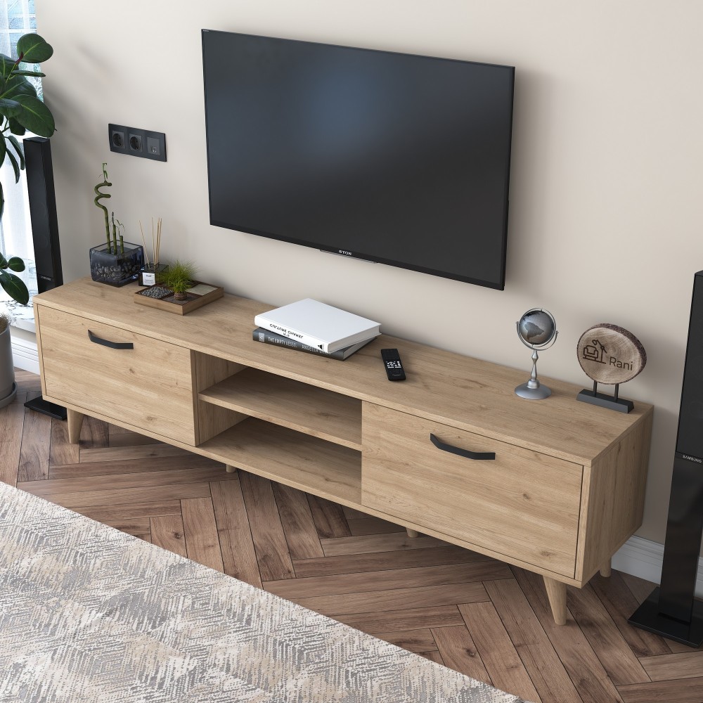 Meuble TV Bois OSKA 180 cm 2 Portes