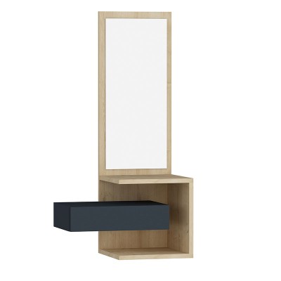 Console - coiffeuse avec miroir Sabine en couleur anthracite-naturel 40x31,5x90cm