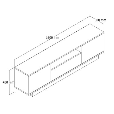 Meuble  TV Design Yuki, blanc, 160 cm x 30 cm x 45 cm