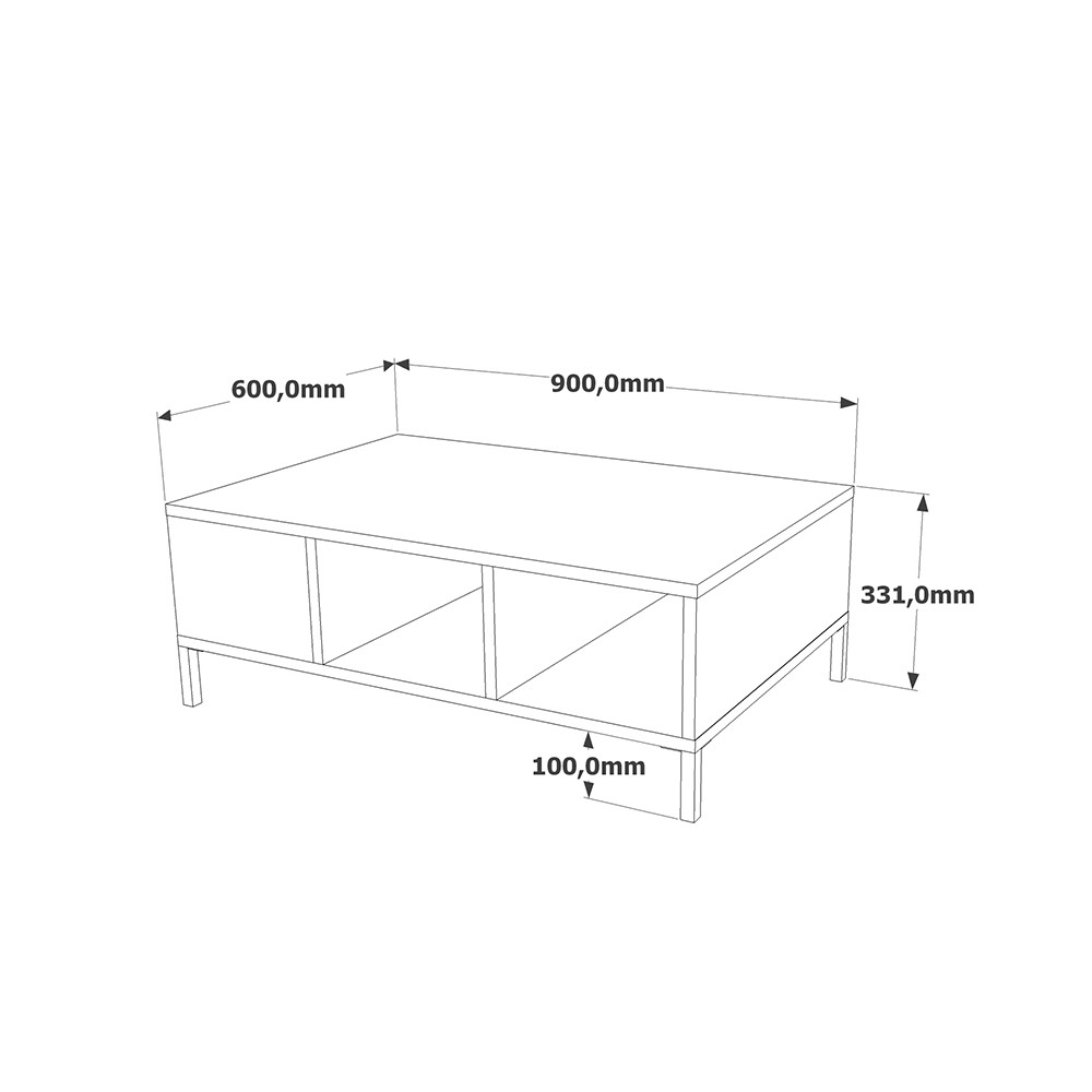 Table basse Kermit couleur anthracite-noyer 90x60x33cm