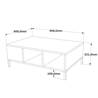 Table basse Kermit couleur anthracite-noyer 90x60x33cm