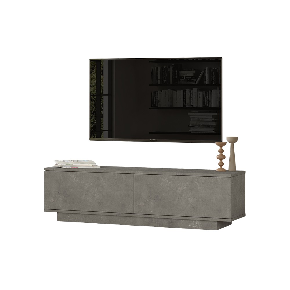 Meuble TV Zoeva gris ciment 140x35,5x38 cm