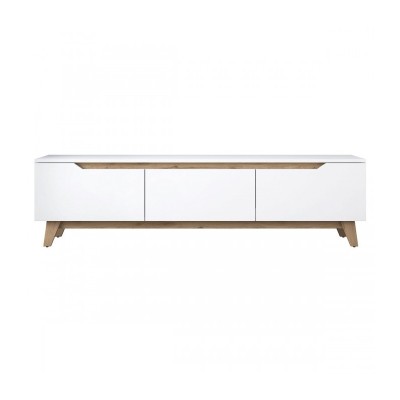 Meuble TV Contemporain 180cm 3 Portes Dandalis Bois Blanc