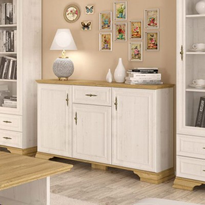 Buffet JODI Bois chêne doré blanc couleur antique 137,5x39x88,5 cm