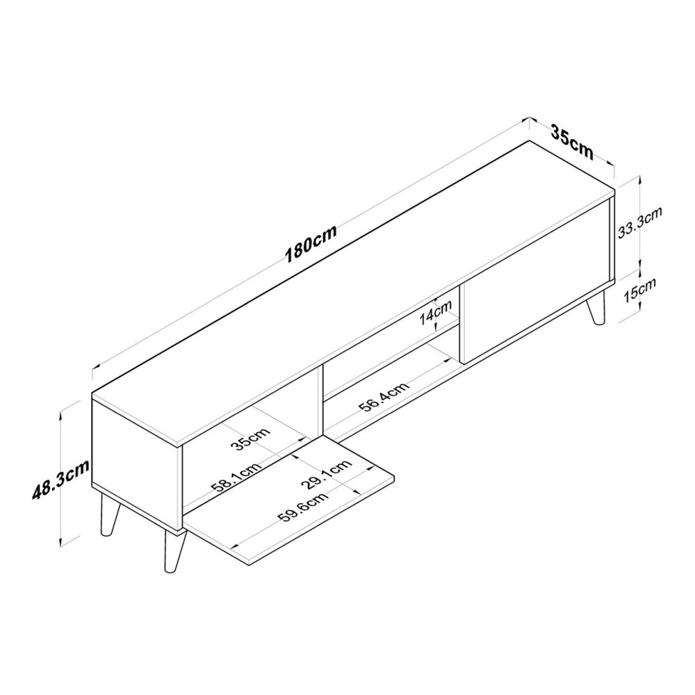 Meuble TV Bois OSKA 180 cm 2 Portes