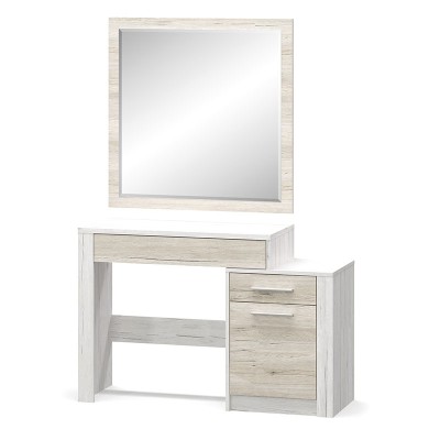 Coiffeuse avec miroir Neruda blanc chêne antique 114,5x39,5x76cm