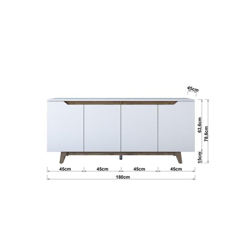 Buffet Rafaelo Bois noyer blanc 180x45x78,5 cm