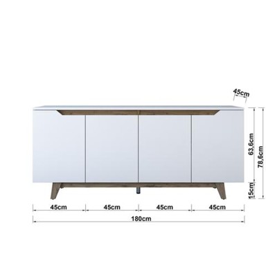 Buffet Rafaelo Bois noyer blanc 180x45x78,5 cm