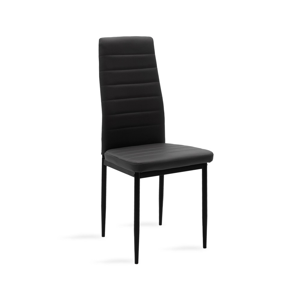 Ensemble Table + chaise salle à manger  5 pièces Astrid-Parker verre avec pu noir 140x80x75cm