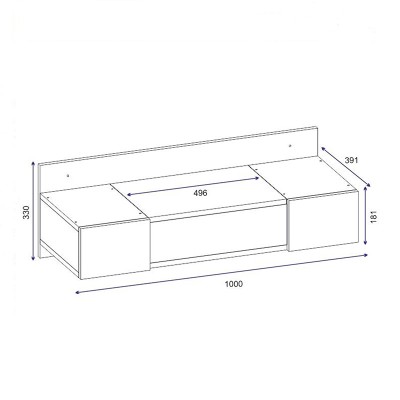 Coiffeuse suspendue avec miroir Tabia anthracite 100x39x33cm